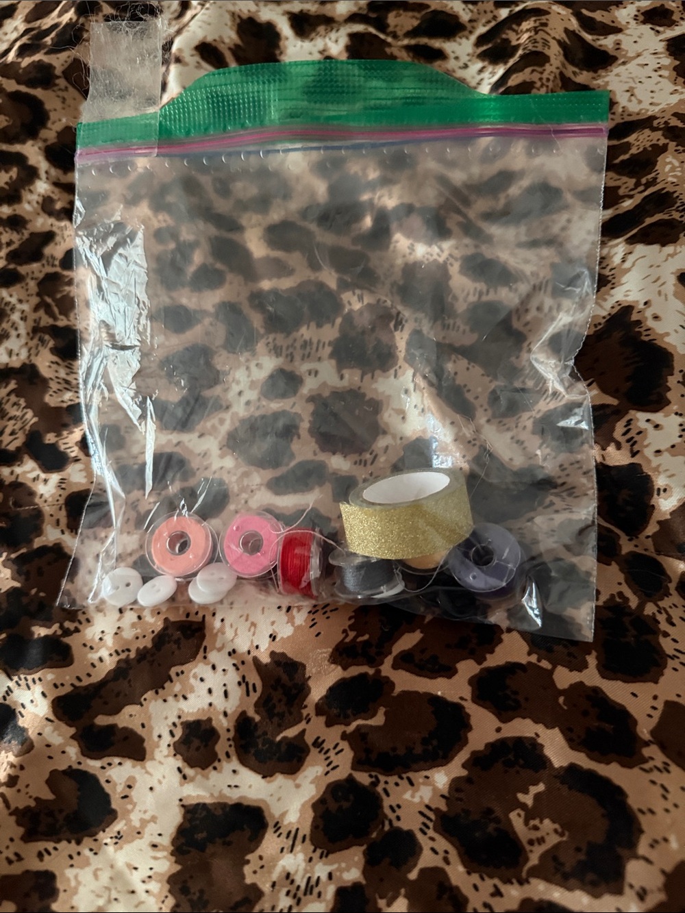 Decorative Sewing Bobbins and Gold Washi Tape - Multicolor Accents